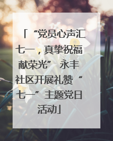 “党员心声汇七一，真挚祝福献荣光” 永丰社区开展礼赞“七一”主题党日活动