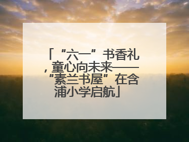 “六一”书香礼，童心向未来——“素兰书屋”在含浦小学启航