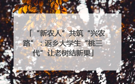 “新农人”共筑“兴农路”：返乡大学生“桃三代”让老树结新果