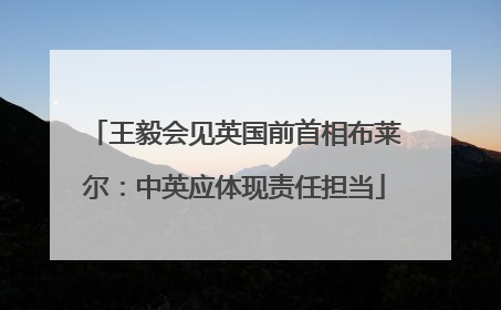 王毅会见英国前首相布莱尔：中英应体现责任担当