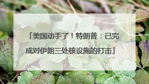 美国动手了！特朗普：已完成对伊朗三处核设施的打击