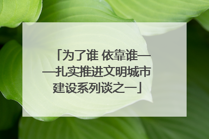 为了谁 依靠谁——扎实推进文明城市建设系列谈之一