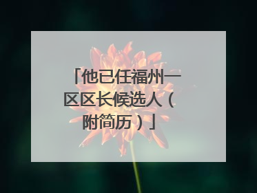 他已任福州一区区长候选人（附简历）