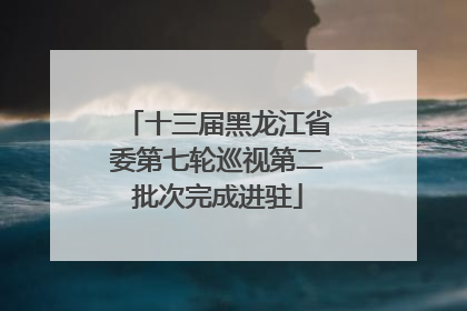 十三届黑龙江省委第七轮巡视第二批次完成进驻