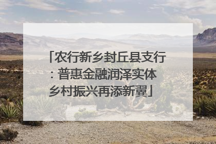 农行新乡封丘县支行：普惠金融润泽实体 乡村振兴再添新翼