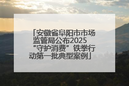 安徽省阜阳市市场监管局公布2025“守护消费”铁拳行动第一批典型案例