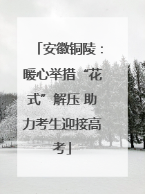 安徽铜陵：暖心举措“花式”解压 助力考生迎接高考