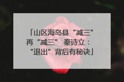 山区海岛县“减三”再“减三” 秦诗立：“退出”背后有秘诀