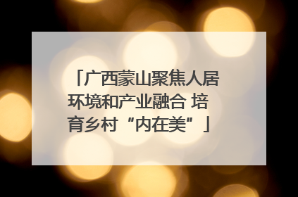 广西蒙山聚焦人居环境和产业融合 培育乡村“内在美”