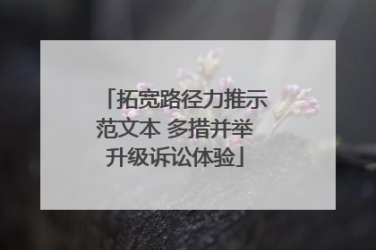 拓宽路径力推示范文本 多措并举升级诉讼体验
