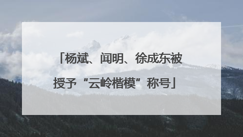 杨斌、闻明、徐成东被授予“云岭楷模”称号