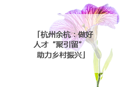 杭州余杭：做好人才“聚引留” 助力乡村振兴