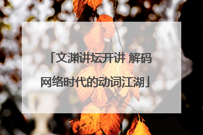 文渊讲坛开讲 解码网络时代的动词江湖