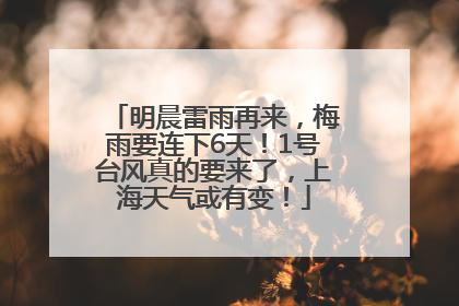 明晨雷雨再来，梅雨要连下6天！1号台风真的要来了，上海天气或有变！