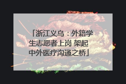 浙江义乌：外籍学生志愿者上岗 架起中外医疗沟通之桥