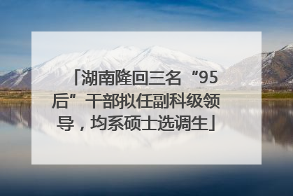 湖南隆回三名“95后”干部拟任副科级领导，均系硕士选调生