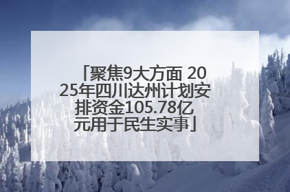 聚焦9大方面 2025年四川达州计划安排资金105.78亿元用于民生实事