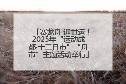 赛龙舟 迎世运！2025年“运动成都·十二月市”“舟市”主题活动举行