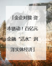 金企对接 资本链动！百亿元金融“活水”润泽实体经济