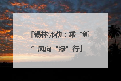锡林郭勒：乘“新”风向“绿”行